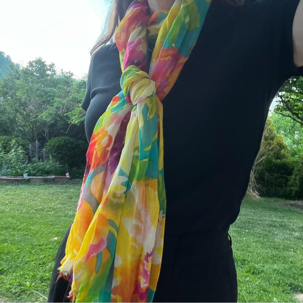 Lauren Ralph Lauren Bright Floral Multi-Color Lightweight Scarf